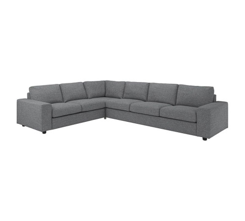 Sofa narożna 5-osobowa, z szerokimi podłokietnikami/Lejde szary-czarny VIMLE 394.367.32