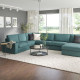 Sofa narożna 6-osobowa z szezl, Kelinge szaroturkusowy KIVIK 394.430.25