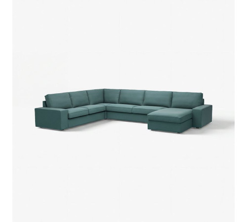 Sofa narożna 6-osobowa z szezl, Kelinge szaroturkusowy KIVIK 394.430.25