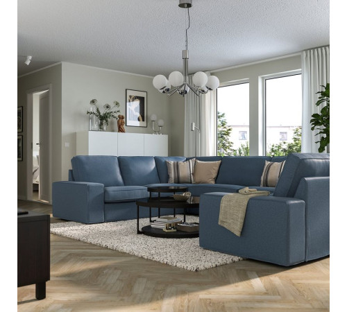 Sofa w kształcie lit U, 7-osobowa, Gunnared niebieski KIVIK 395.276.90