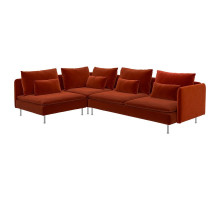 Sofa narożna 4-osobowa, z otwartym końcem/Alhamn głęboki pomarańczowo-czerwony SÖDERHAMN 396.220.60