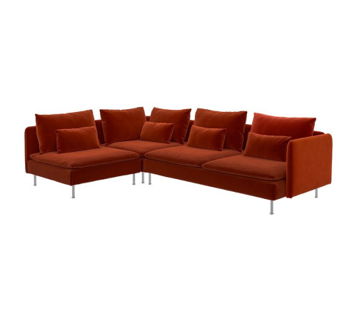Sofa narożna 4-osobowa, z otwartym końcem/Alhamn głęboki pomarańczowo-czerwony SÖDERHAMN 396.220.60