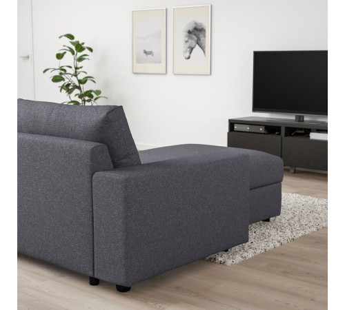 Narożna sofa 5o z szezl, z szerokimi podłokietnikami/Gunnared średnioszary VIMLE 494.018.31