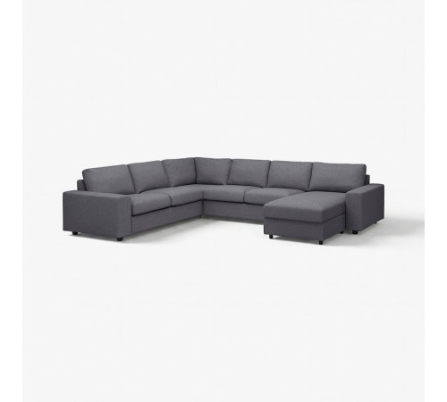 Narożna sofa 5o z szezl, z szerokimi podłokietnikami/Gunnared średnioszary VIMLE 494.018.31