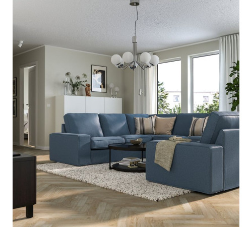 Sofa w kształcie litery U, 6-osob, Gunnared niebieski KIVIK 495.276.42