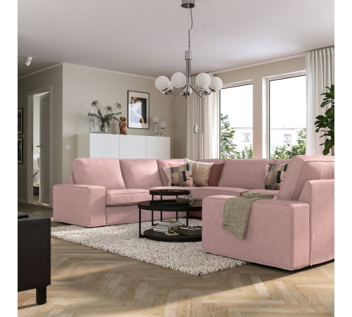 Sofa w kształcie lit U, 7-osobowa, Gunnared jasny różowy KIVIK 495.277.17
