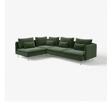 Sofa narożna 4-osobowa, z otwartym końcem/Johanneshov ciemnozielony SÖDERHAMN 496.220.50