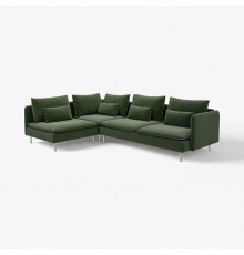 Sofa narożna 4-osobowa, z otwartym końcem/Johanneshov ciemnozielony SÖDERHAMN 496.220.50
