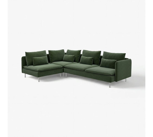 Sofa narożna 4-osobowa, z otwartym końcem/Johanneshov ciemnozielony SÖDERHAMN 496.220.50