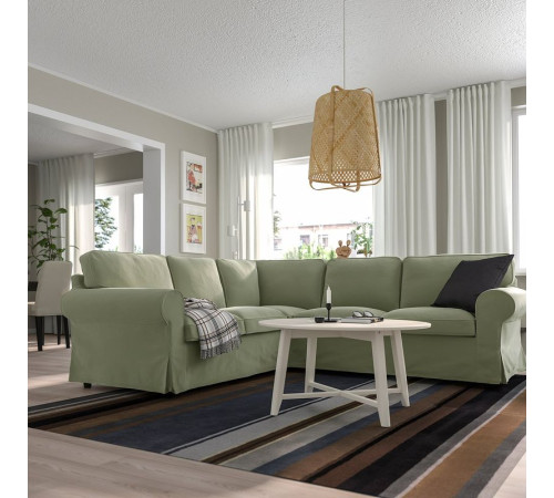 Sofa narożna 4-osobowa, Hakebo szarozielony EKTORP 595.089.83