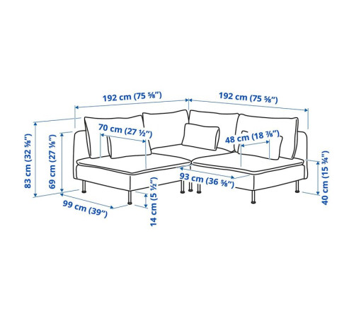 Sofa narożna 3-osobowa, Tonerud czerwony SÖDERHAMN 595.144.13
