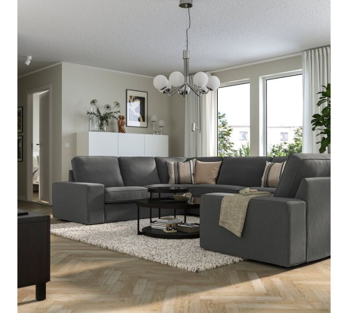 Sofa w kształcie lit U, 7-osobowa, Tallmyra średnioszary KIVIK 595.278.06