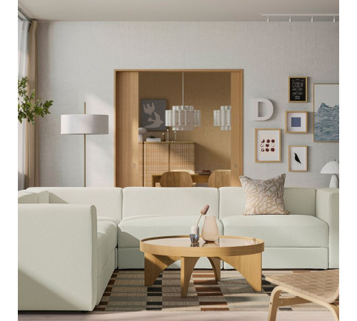 Sofa narożna modułowa, 6-osobowa, Axvall kremowy JÄTTEBO 596.081.95