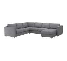 Sofa narożna 5-osobowa, z szezlongiem/Lejde szary-czarny VIMLE 694.344.54