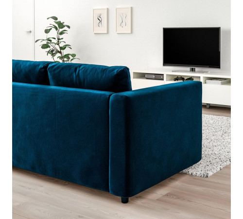Sofa narożna 4-osobowa, z szerokimi podłokietnikami/Djuparp ciemnozielononiebieski VIMLE 694.367.78