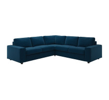 Sofa narożna 4-osobowa, z szerokimi podłokietnikami/Djuparp ciemnozielononiebieski VIMLE 694.367.78