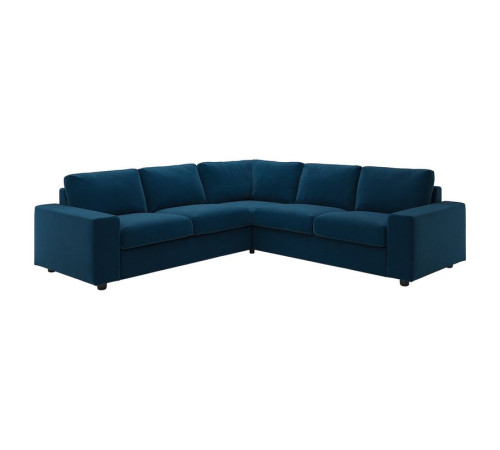 Sofa narożna 4-osobowa, z szerokimi podłokietnikami/Djuparp ciemnozielononiebieski VIMLE 694.367.78