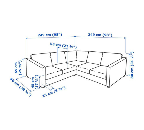 Sofa narożna 4-osobowa, Grann/Bomstad czarny VIMLE 793.067.19