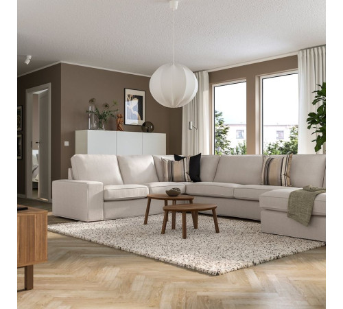 Sofa narożna 6-osobowa z szezl, Tresund jasnobeżowy KIVIK 794.828.78