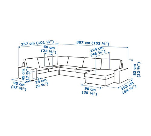 Sofa narożna 6-osobowa z szezl KIVIK 794.847.02