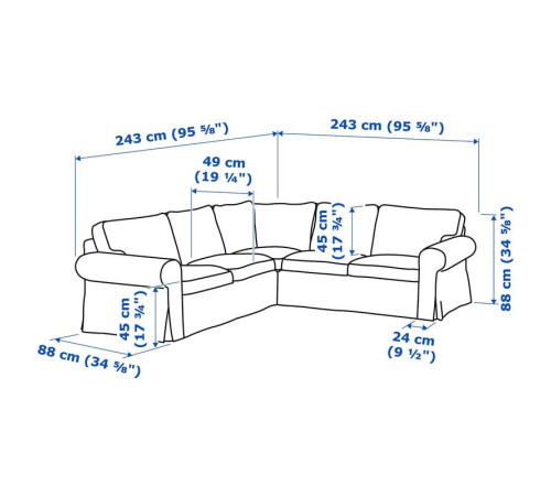 Sofa narożna 4-osobowa, Tallmyra średnioszary EKTORP 894.362.30