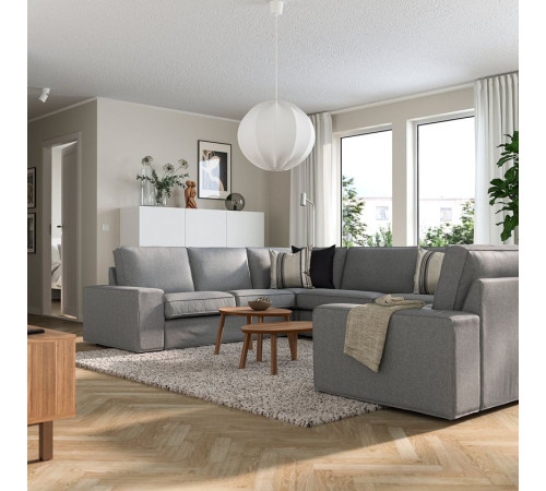 Sofa w kształcie lit U, 7-osobowa, Tibbleby beżowy/szary KIVIK 894.405.76