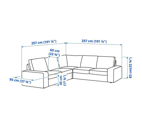 Sofa narożna 4-osobowa, Tallmyra średnioszary KIVIK 894.847.30