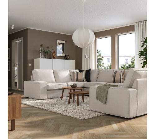 Sofa w kształcie lit U, 7-osobowa, Tresund jasnobeżowy KIVIK 894.944.04