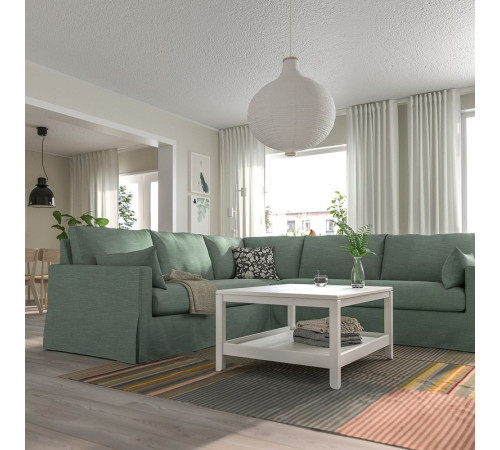Sofa narożna 4-osobowa, Hemmesta szarozielony HYLTARP 895.148.31