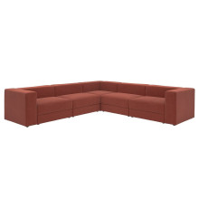 Sofa narożna modułowa, 6-osobowa, Samsala brązowoczerwony JÄTTEBO 896.081.94
