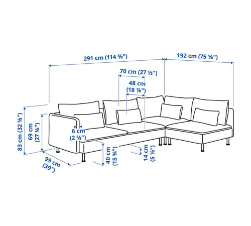 Sofa narożna 4-osobowa, z otwartym końcem/Johanneshov kremowy SÖDERHAMN 896.220.48