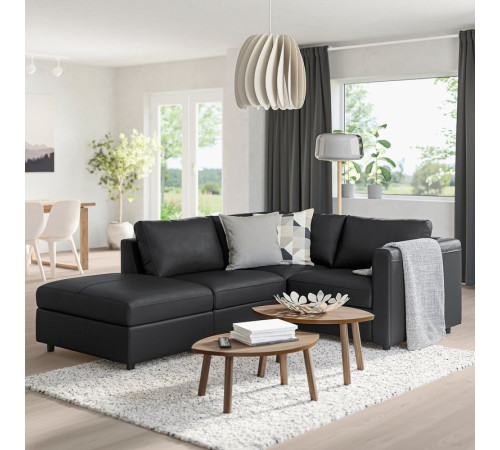 Sofa narożna 3-osobowa, z otwartym końcem/Grann/Bomstad czarny VIMLE 993.067.56
