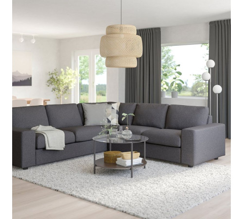 Sofa narożna 4-osobowa, z szerokimi podłokietnikami/Gunnared średnioszary VIMLE 994.017.96