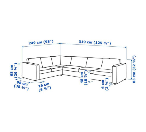 Sofa narożna 5-osobowa, Hillared beżowy VIMLE 994.343.58