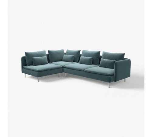 Sofa narożna 4-osobowa, z otwartym końcem/Alhamn ciemny szaroniebieski SÖDERHAMN 996.220.62