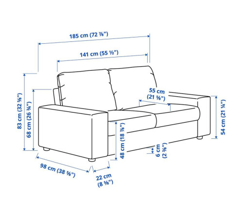 Sofa 2-osobowa, z szerokimi podłokietnikami/Hillared beżowy VIMLE 094.327.64