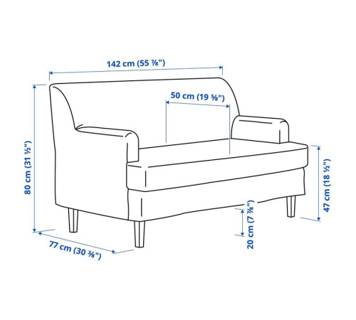 Sofa 2-osobowa, Klovsta szaro-biały ROCKSJÖN 195.146.98