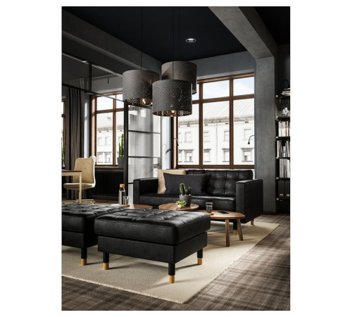 Sofa dwuosobowa, Grann/Bomstad czarny/drewno LANDSKRONA 290.317.46