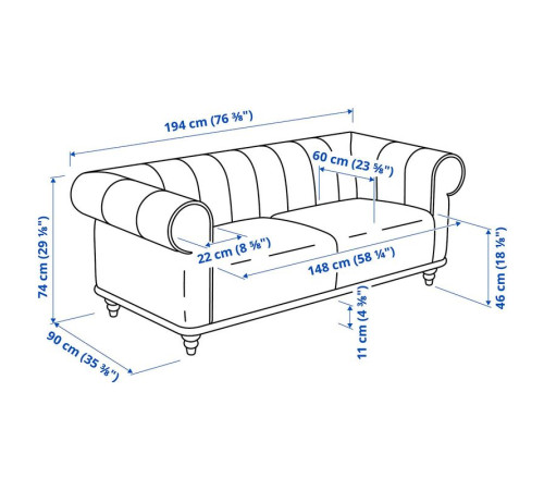 Sofa 2-osobowa, Lejde antracyt/brązowy VISKAFORS 394.432.52