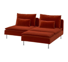 Sofa 2-osobowa z szezlongiem, Alhamn głęboki pomarańczowo-czerwony SÖDERHAMN 396.217.77