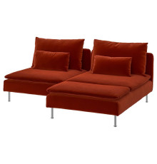 Sofa 2-osobowa z szezlongiem, Alhamn głęboki pomarańczowo-czerwony SÖDERHAMN 396.217.77