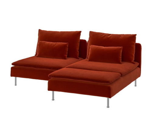 Sofa 2-osobowa z szezlongiem, Alhamn głęboki pomarańczowo-czerwony SÖDERHAMN 396.217.77