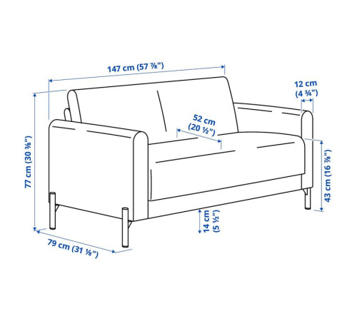 Sofa 2-osobowa, Öreryd niebieski SALTMYRAN 406.185.33