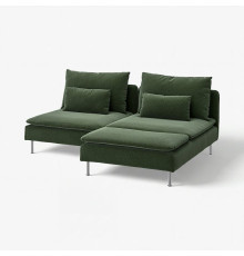 Sofa 2-osobowa z szezlongiem, Johanneshov ciemnozielony SÖDERHAMN 496.217.67