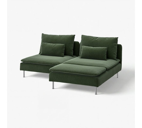 Sofa 2-osobowa z szezlongiem, Johanneshov ciemnozielony SÖDERHAMN 496.217.67