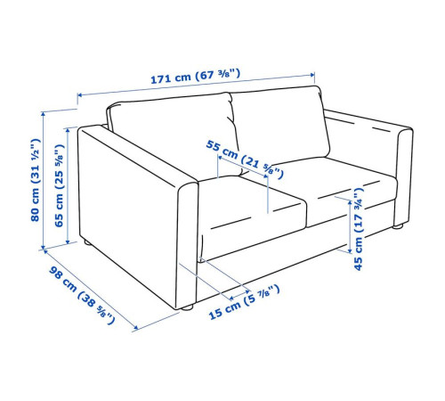 Sofa 2-osobowa, Grann/Bomstad czarny VIMLE 593.062.92