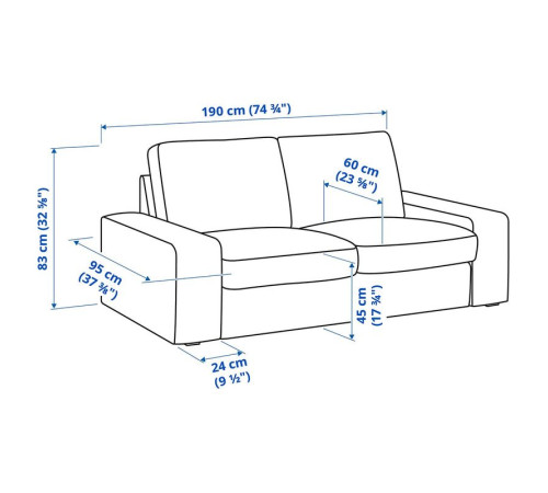 Sofa 2-osobowa, Gunnared niebieski KIVIK 594.848.02