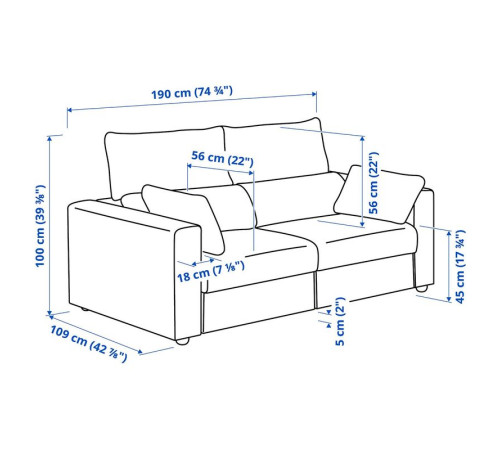 Sofa 2-osobowa, Hillared antracyt ESKILSTUNA 695.201.83