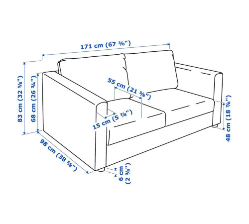 Sofa 2-osobowa, Djuparp ciemnozielononiebieski VIMLE 794.335.95