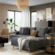 Sofa modułowa, 3-osobowa, z szezlongiem, prawy/Johanneshov ciemnoszary UPPÅKRA 096.130.19